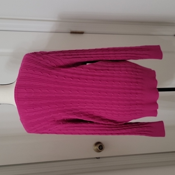 St. John's Bay Size 2X Magenta Long Sleeve Cable Knit Sweater, Gently Used Cond. - Picture 4 of 11